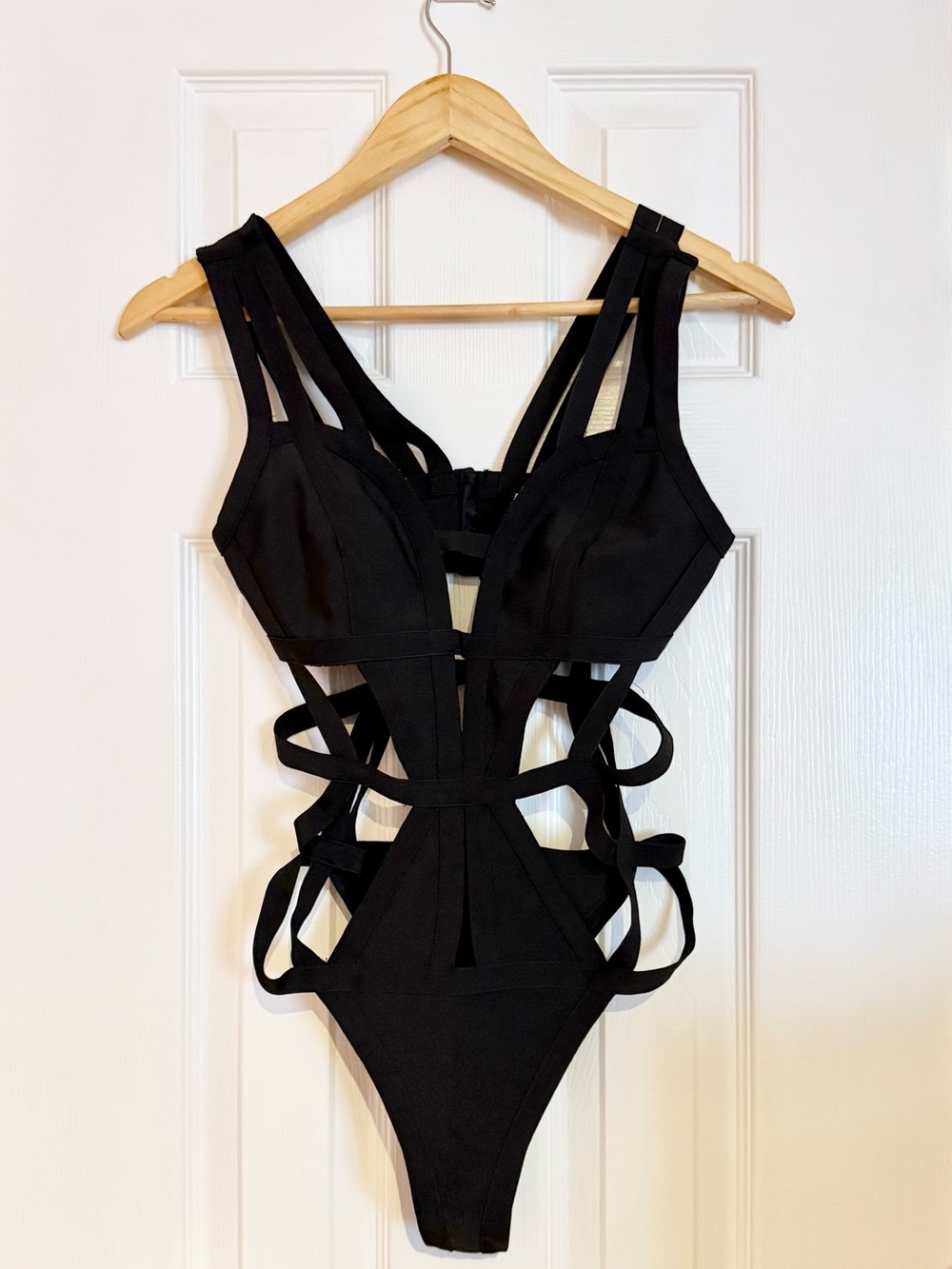 Fashion Nova Black Bandage Monokini Swimsuit